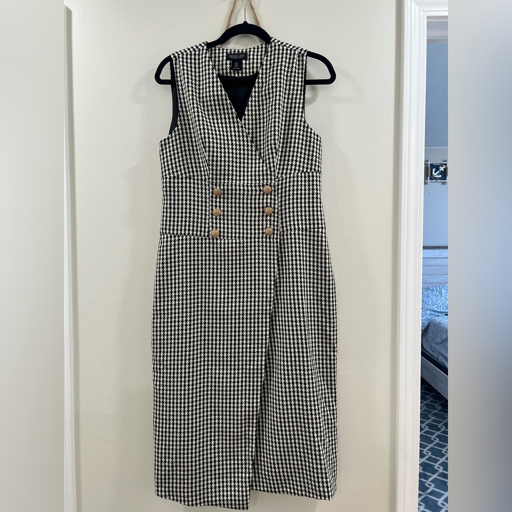 Rachel Zoe Black and White Houndstooth Midi Dress